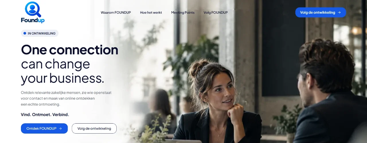 Screenshot van de website Foundup